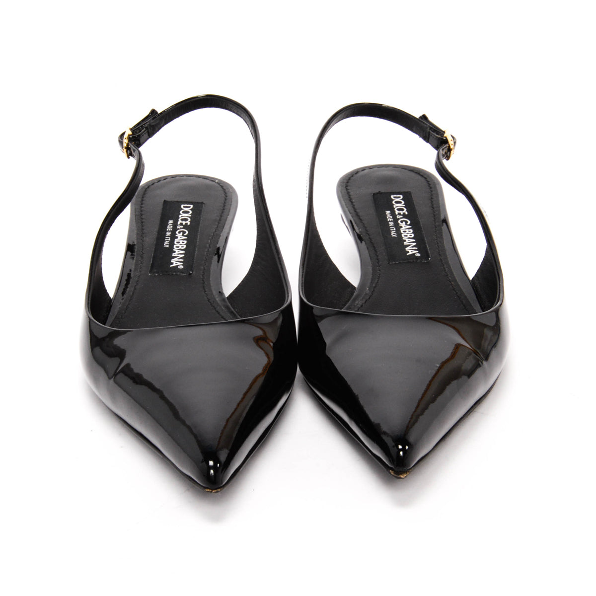 Dolce & Gabbana Black Patent DG Heel Slingback Pumps 39