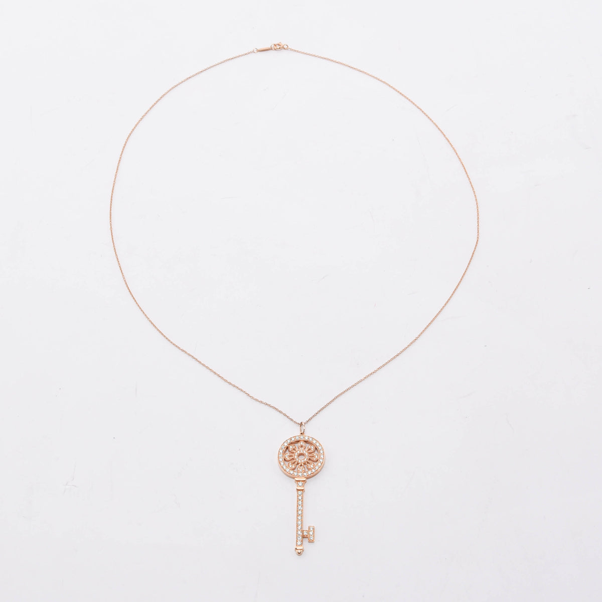 Tiffany & Co Rose Gold & Diamond Petals Key Pendant Necklace