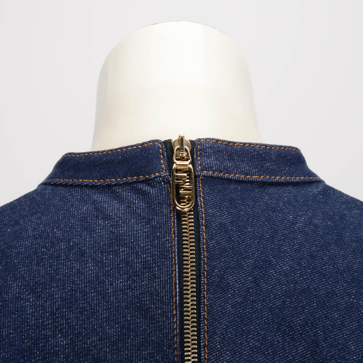 Fendi Dark Blue Denim Belt Bag Dress IT 40