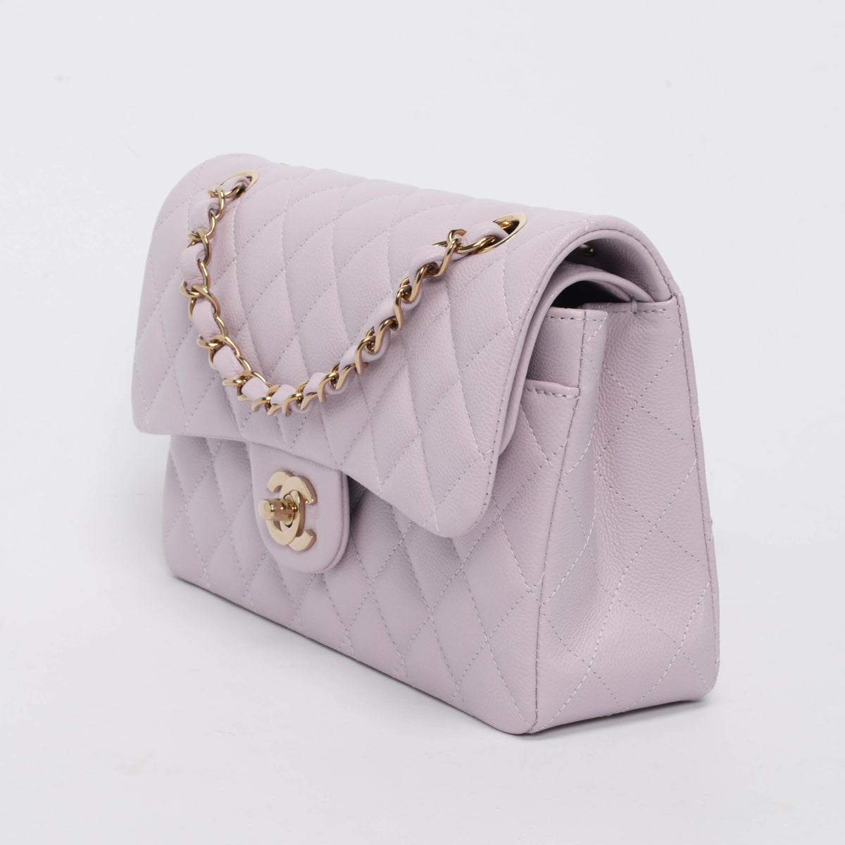 Chanel Lilac Quilted Caviar Small Classic Flap Bag