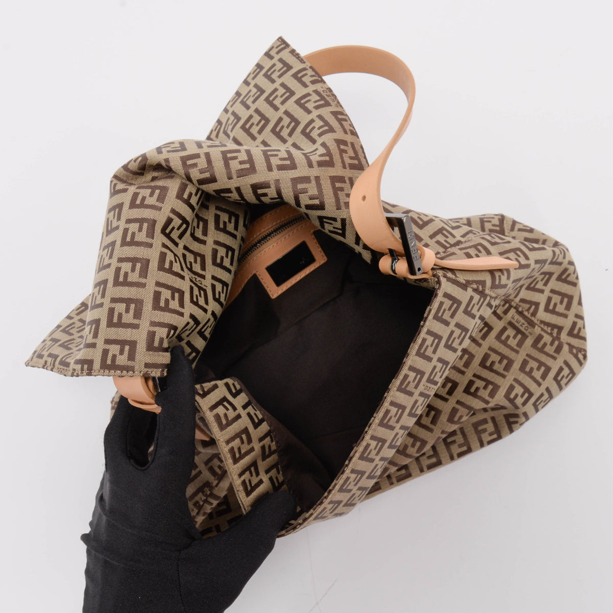 Fendi Brown Zucchino Canvas Mamma Baguette Bag