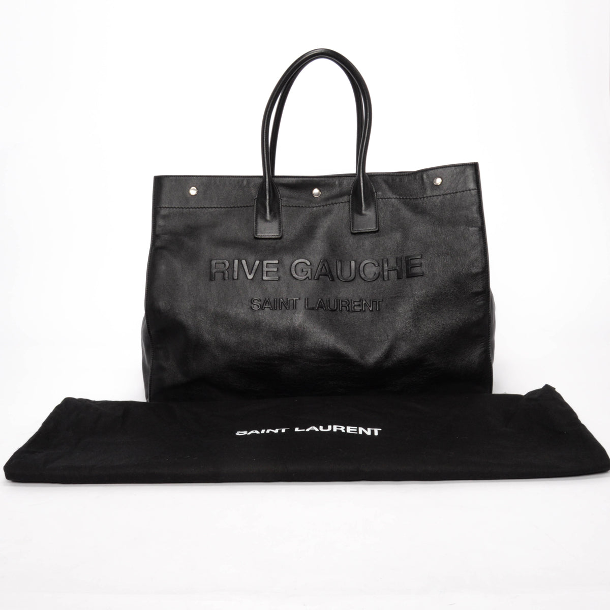 Saint Laurent Black Smooth Calfskin Rive Gauche Tote