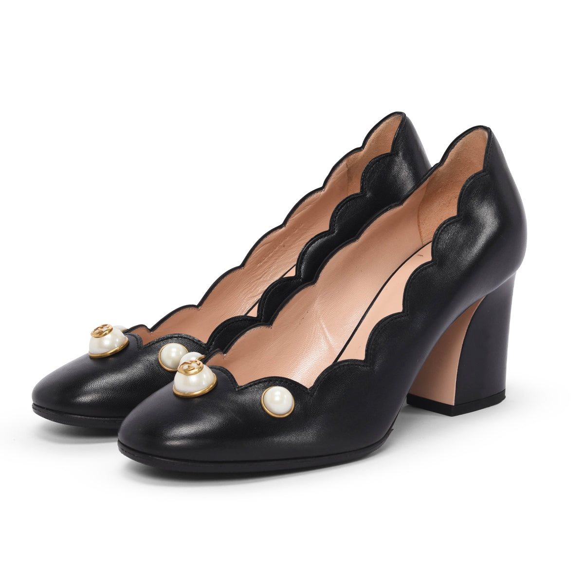 Gucci Black Pearl Embellished Willow Loafer Pumps 36