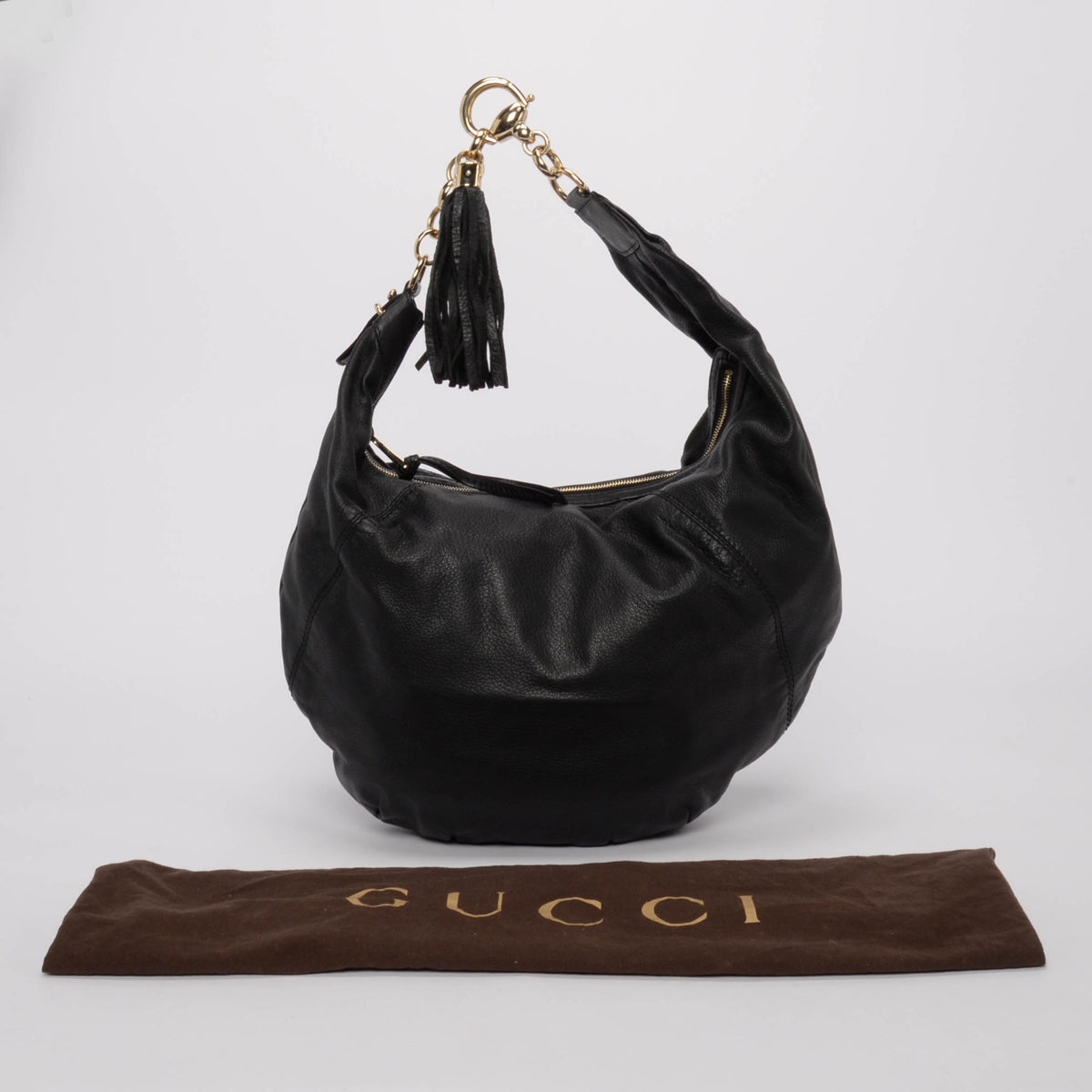 Gucci Black Calfskin Medium Sienna Hobo Bag