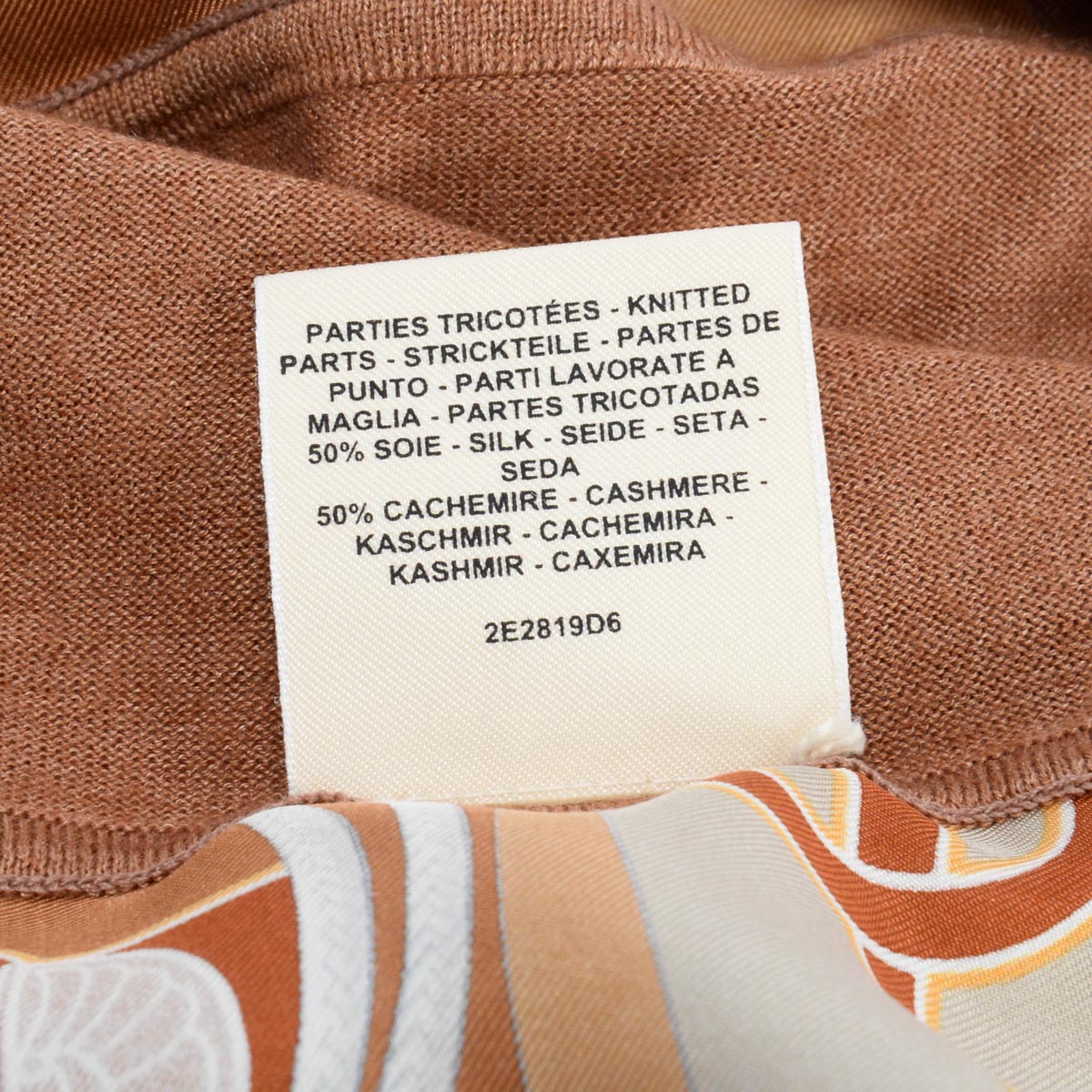 Hermes Brown Silk & Cashmere Cliquetis Belted Cardigan FR 42