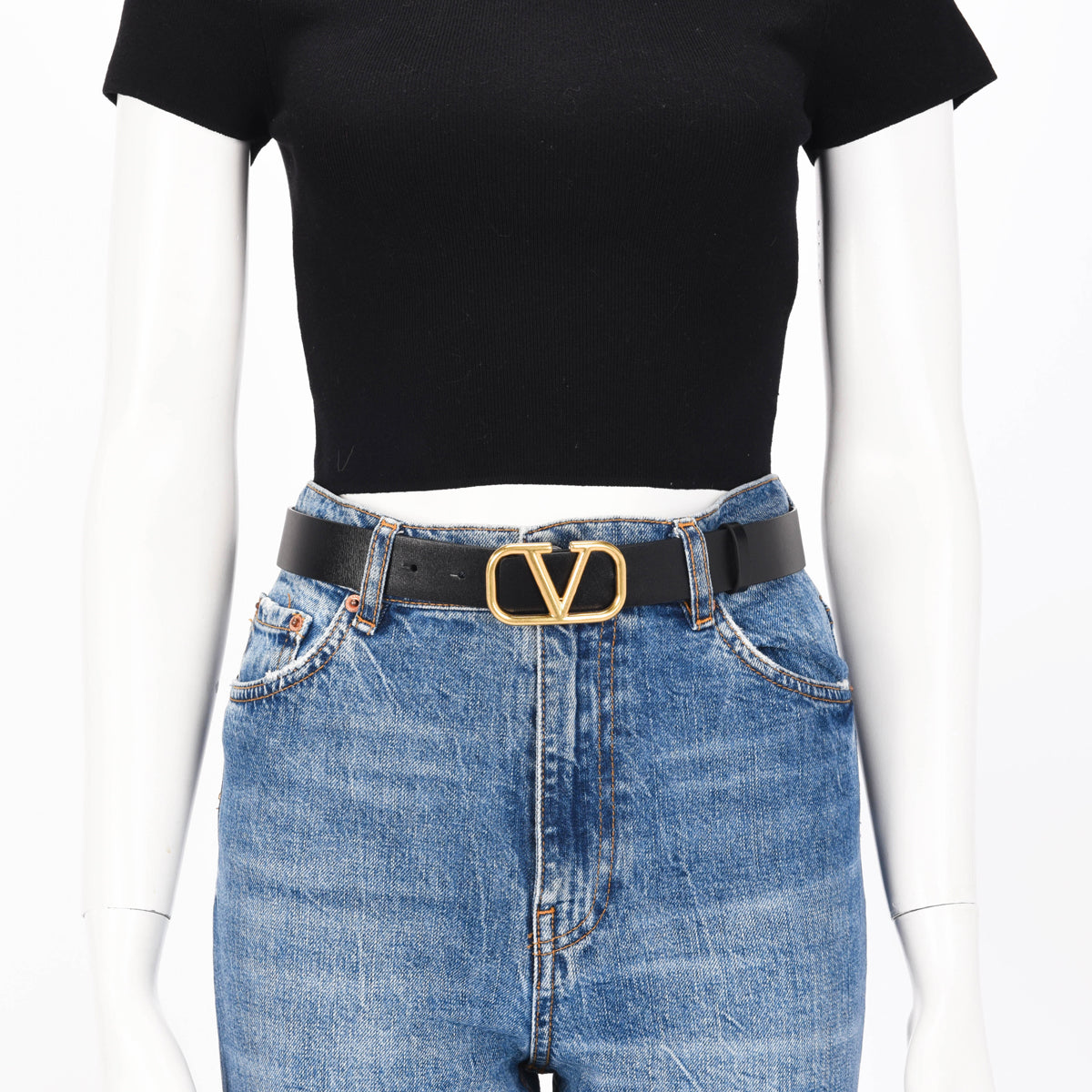 Valentino Black & Brown Calfskin Reversible VLogo Belt