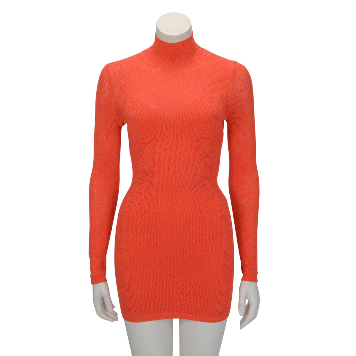Fendi x Skims Orange Intarsia Knit Turtleneck Dress IT 36