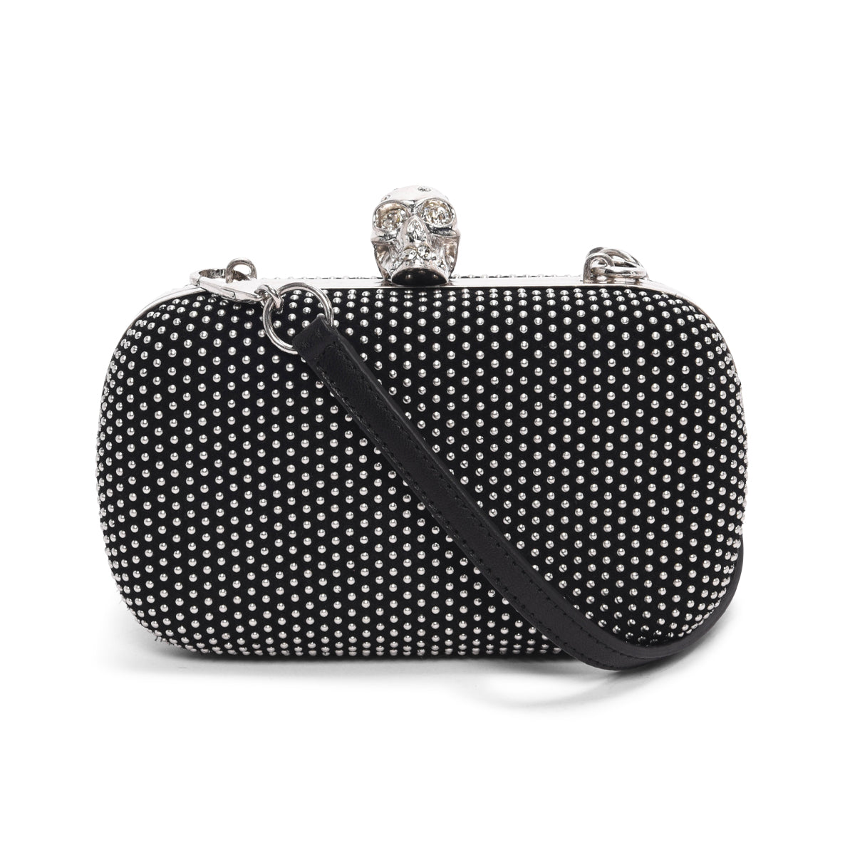 Alexander McQueen Black Studded Suede Skull Clutch