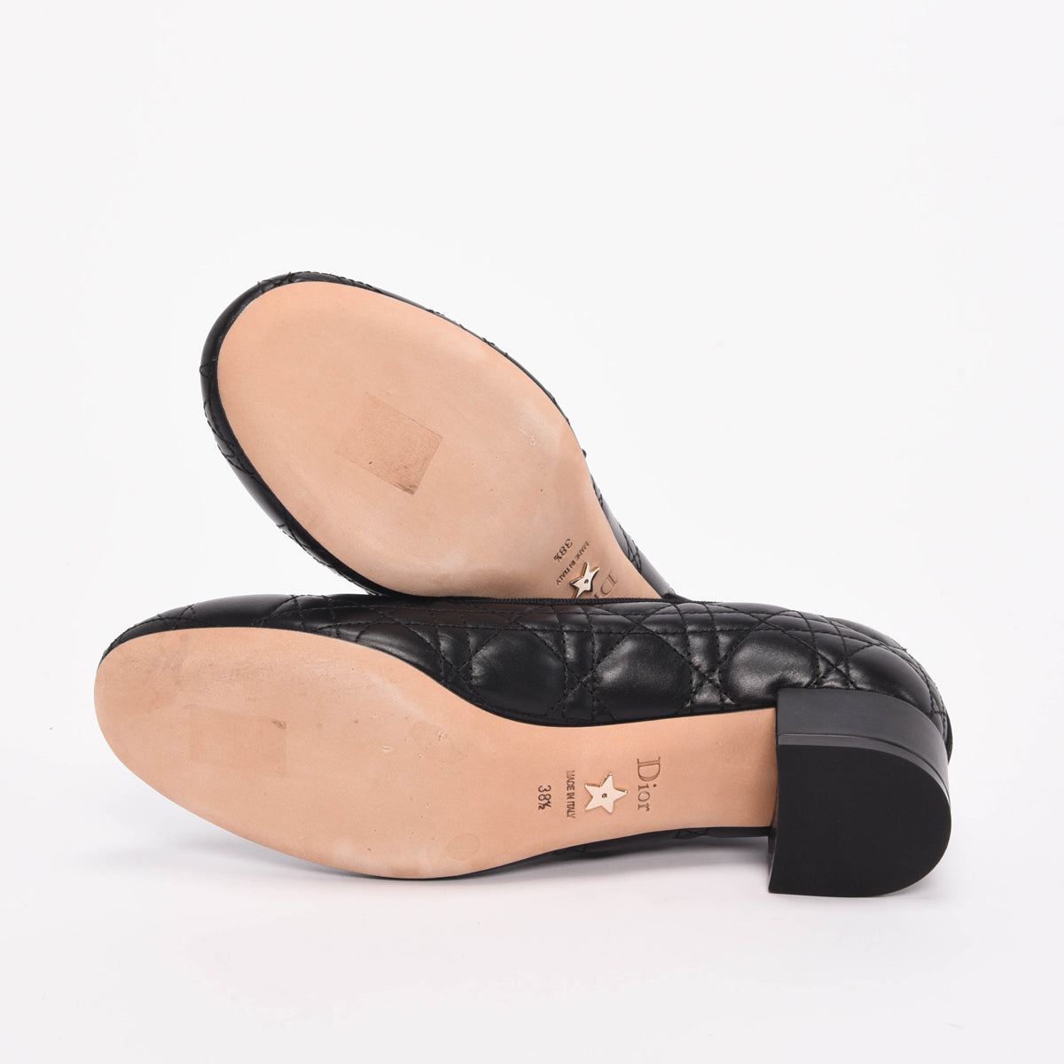Dior Black Cannage Calfskin Ballet Pumps 38.5