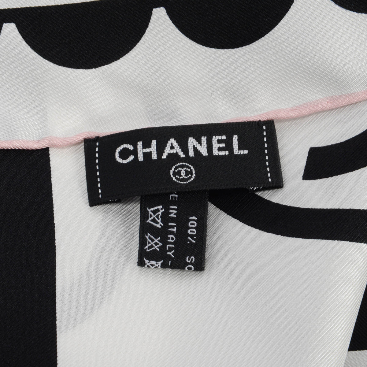 Chanel White & Black Silk CC Floral Scarf