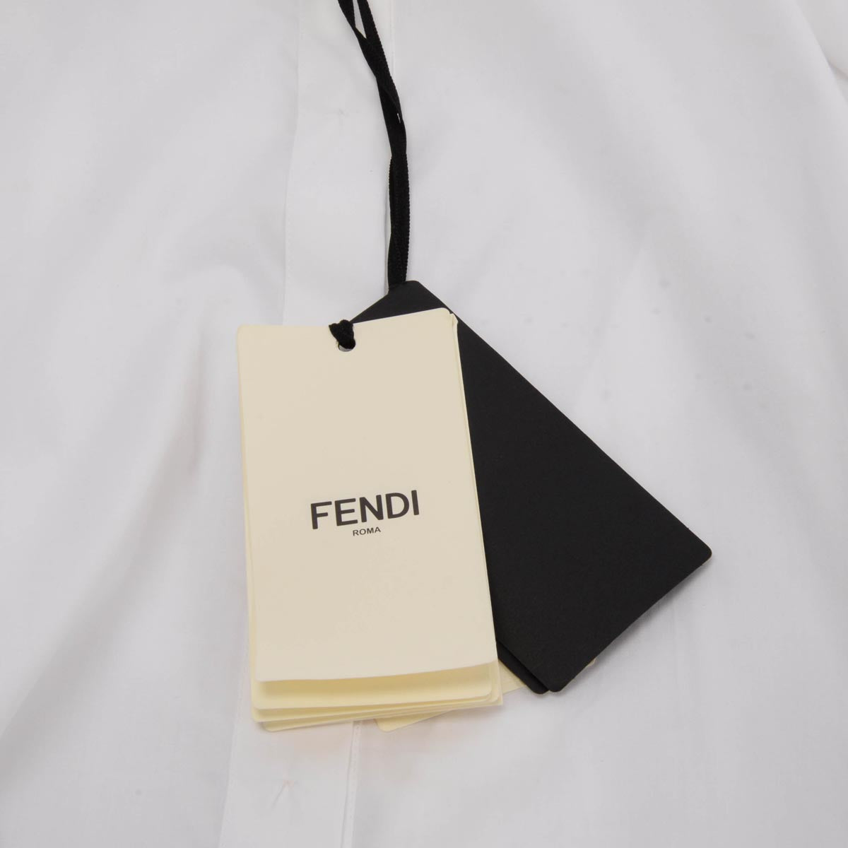Fendi White Cotton FF Embroidered Pocket Shirt IT 44