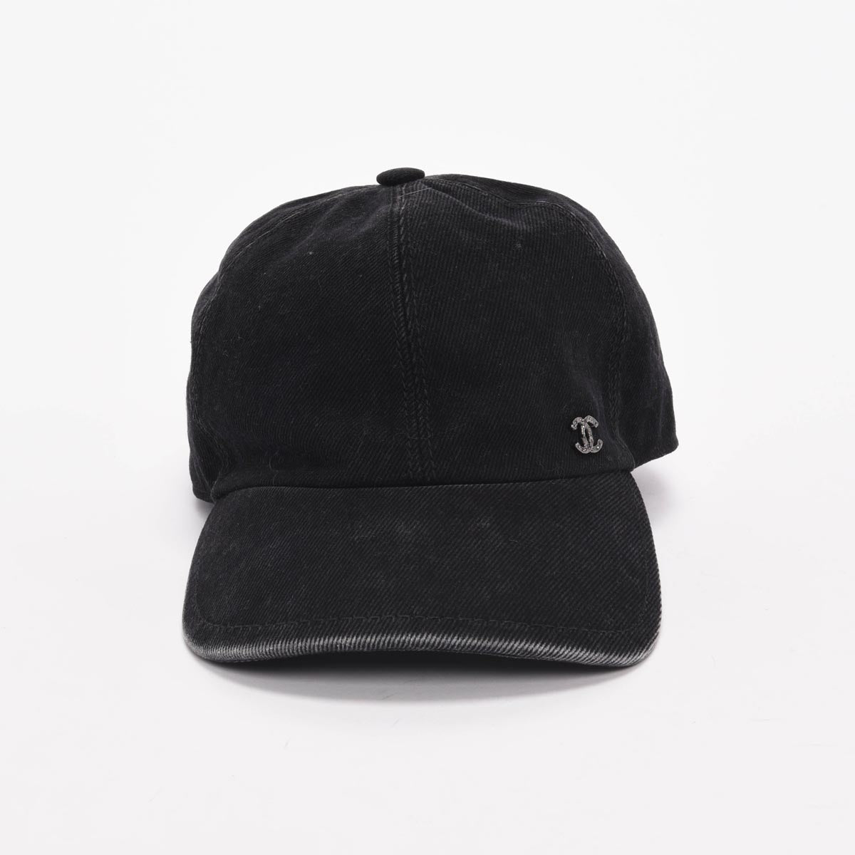 Chanel Black Denim Crystal CC Cap
