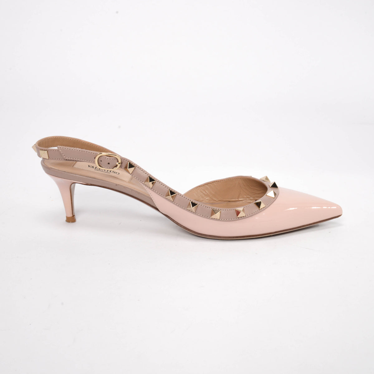 Valentino Water Rose Patent Rockstud Slingback Pumps 40