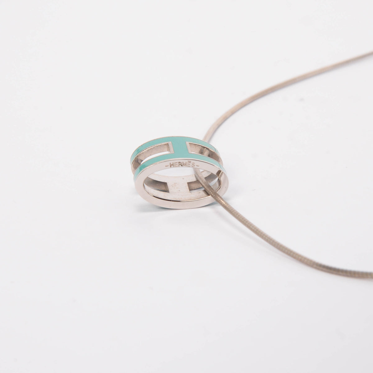 Hermes Vert Jade Palladium Plated Pop H Necklace