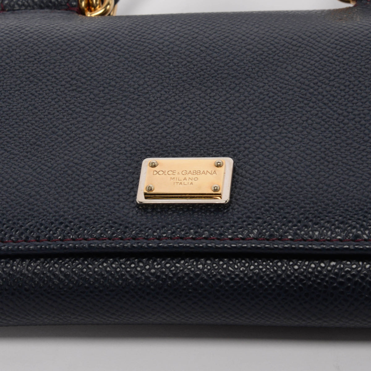 Dolce & Gabbana Navy Grained Leather Miss Sicily Wallet On Chain