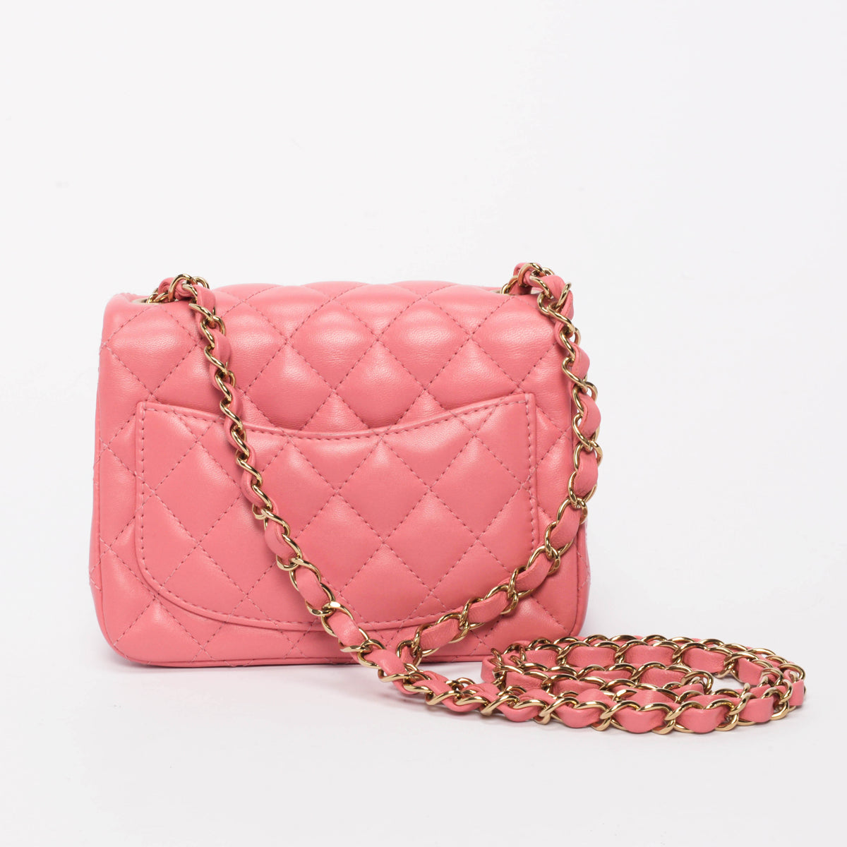 Chanel Pink Quilted Lambskin Mini Square Classic Flap Bag