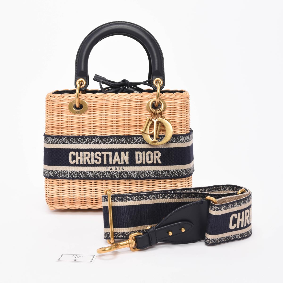 Dior Blue Oblique Wicker Medium Lady Dior Bag