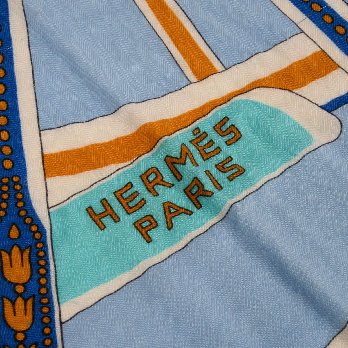 Hermes Blue Cashmere & Silk Balade en Berline Shawl