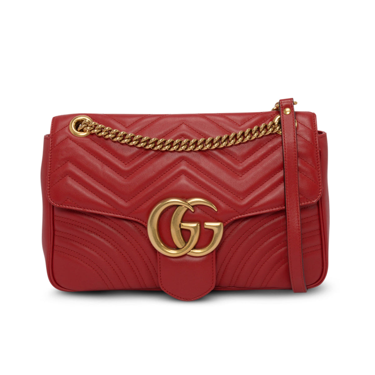 Gucci Red Matelasse Medium Marmont Shoulder Bag