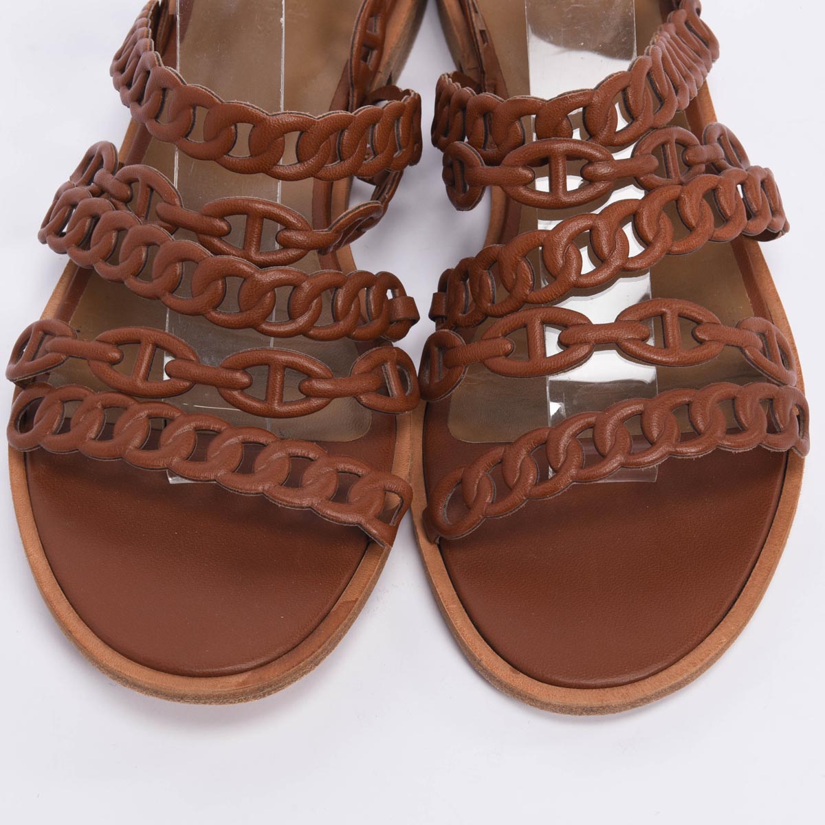 Hermes Brown Nappa Chaine d'Ancre Kalliste Sandals 40