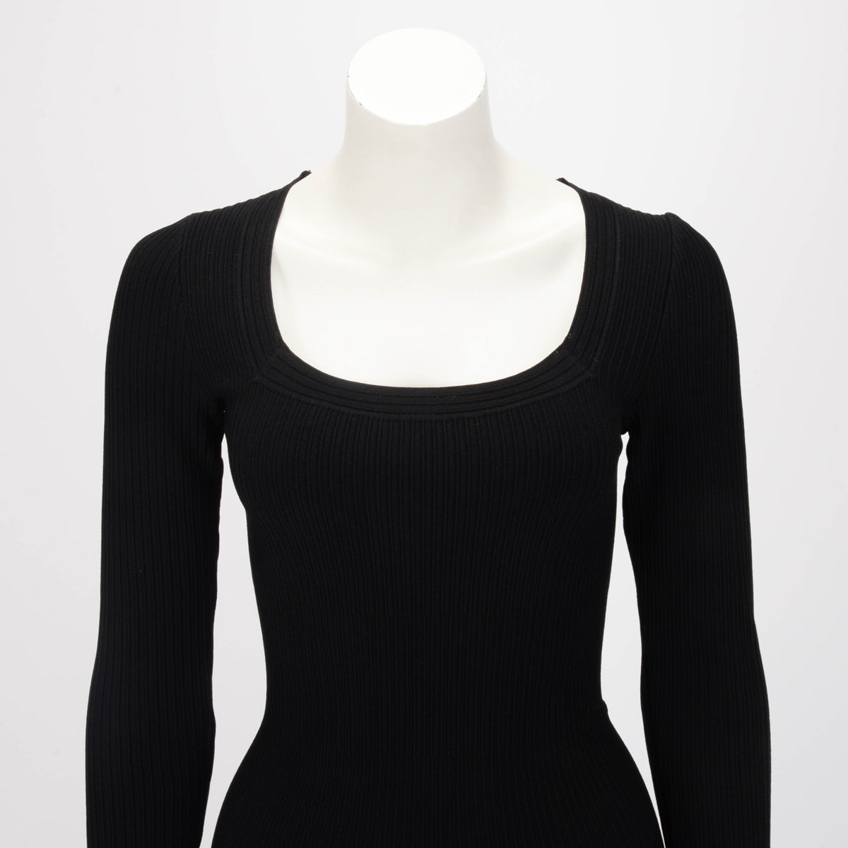 Alaia Black Ribbed Long Sleeve Dress M