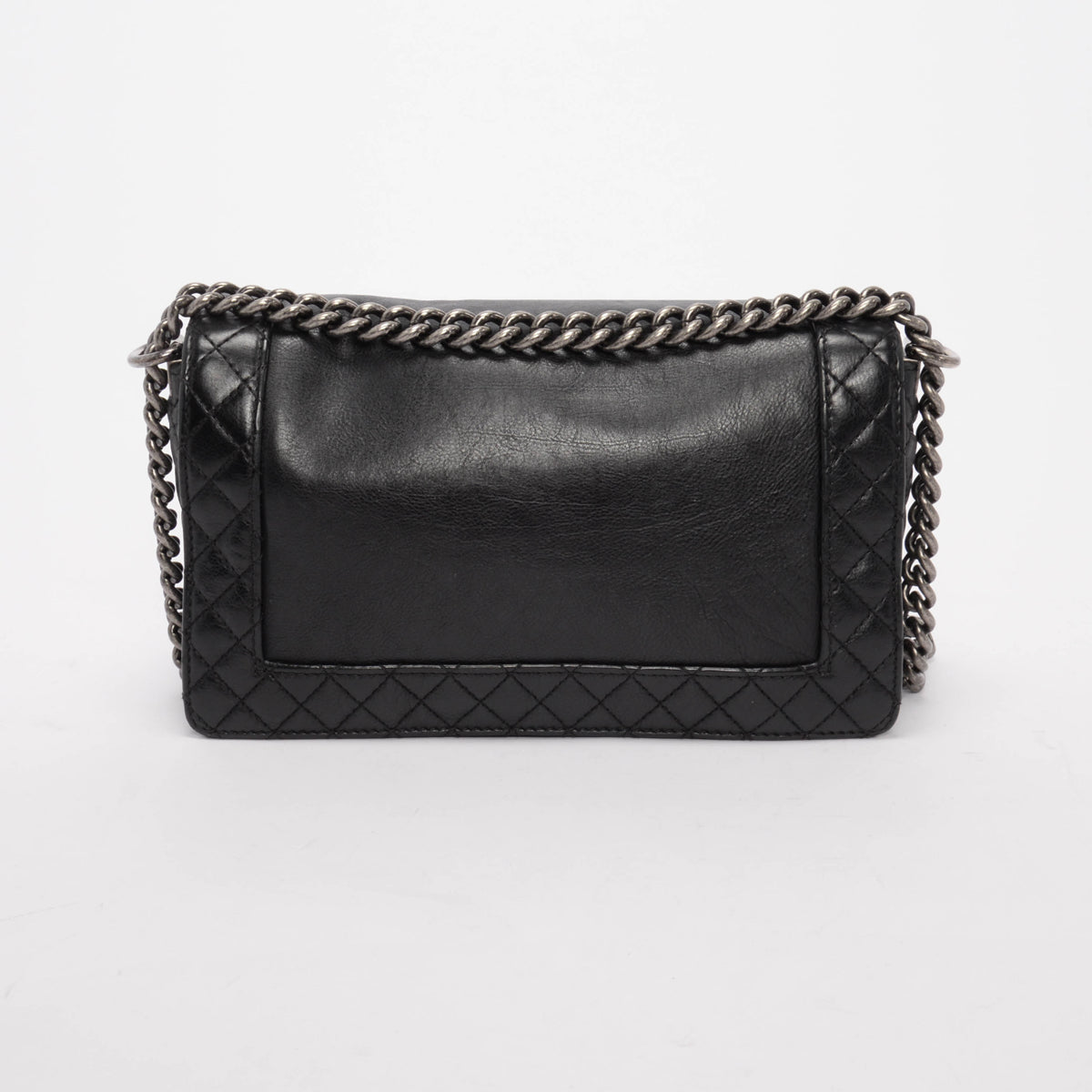 Chanel Black Calfskin Old Medium Reverso Boy Bag