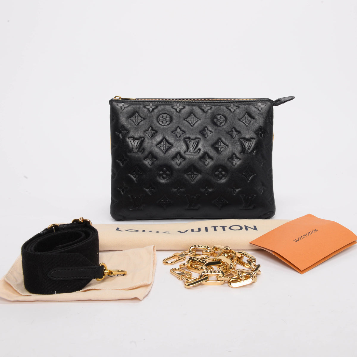 Louis Vuitton Black Monogram Embossed Lambskin Coussin PM Bag