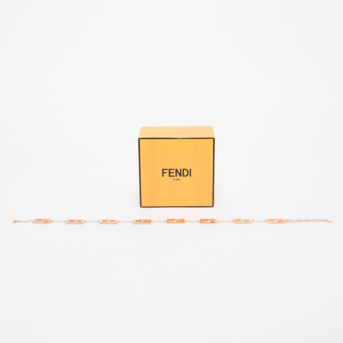 Fendi Gold Tone Metal Baguette Necklace