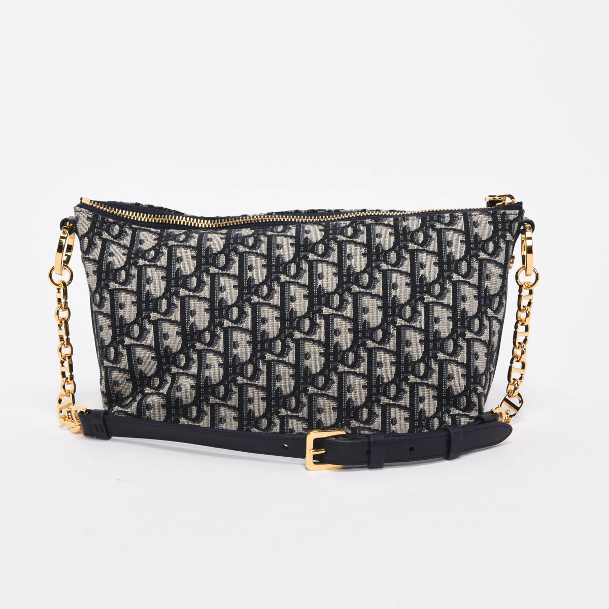 Dior Navy Oblique Jacquard Diorstar Hobo Chain Bag