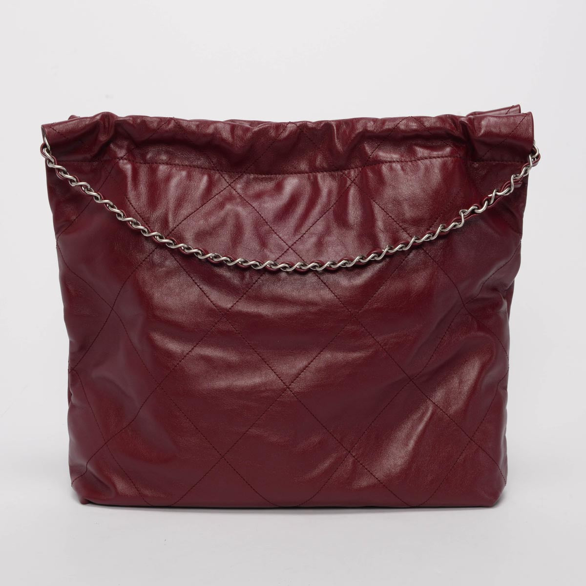 Chanel Burgundy Shiny Calfskin Medium 22 Bag