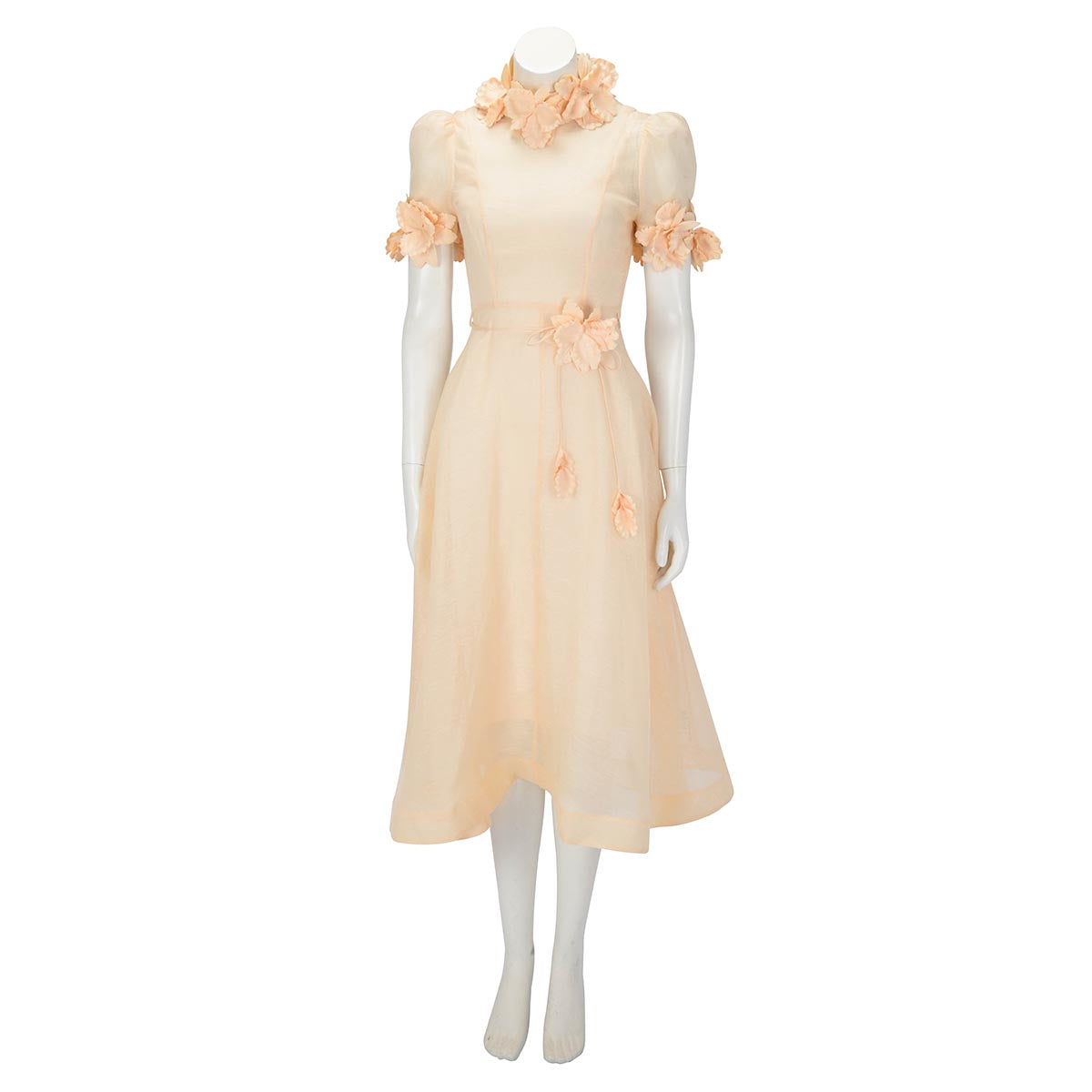 knee length dresses for ladies Zimmermann Cream Luminosity Liftoff Flower Midi Dress OP