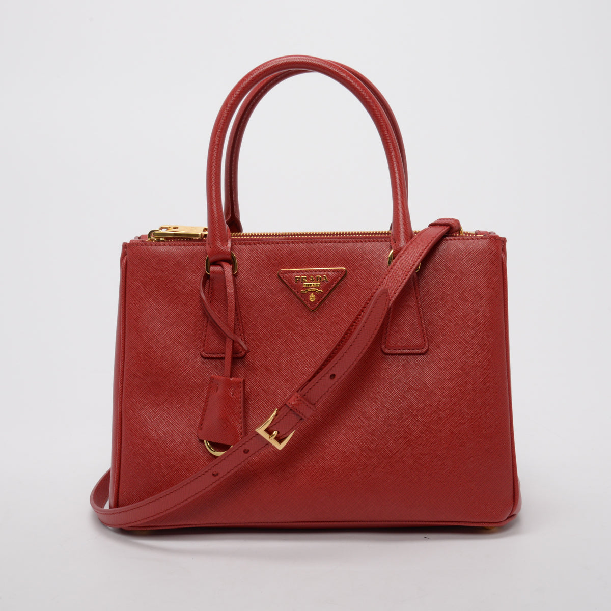 Prada Red Saffiano Lux Small Galleria Tote