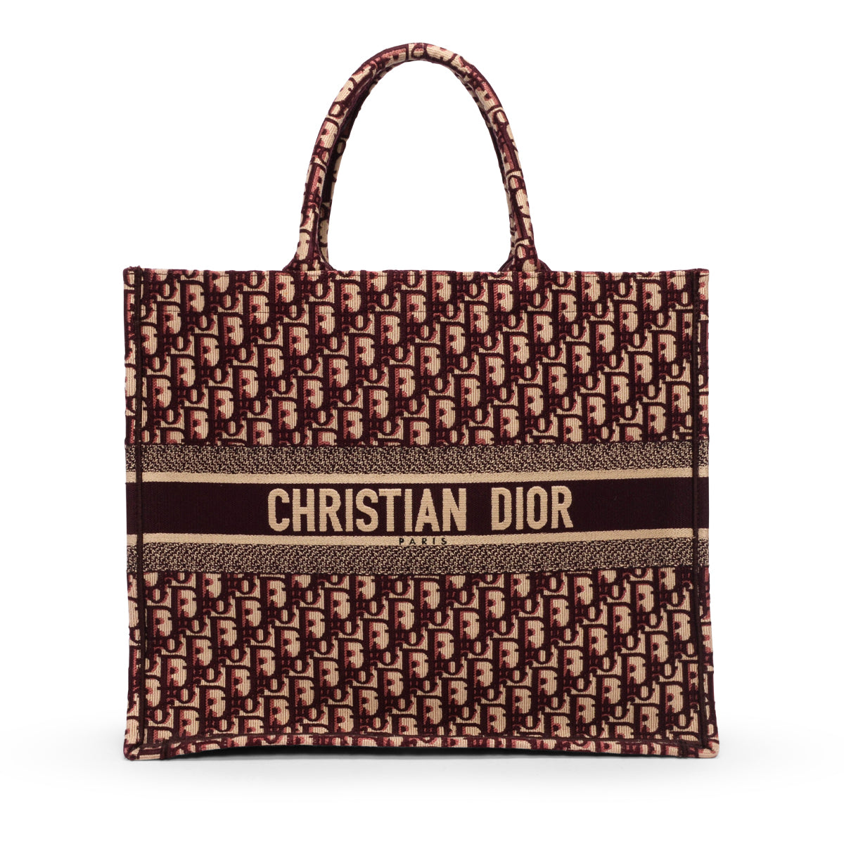 Dior Burgundy Oblique Canvas Medium Book Tote