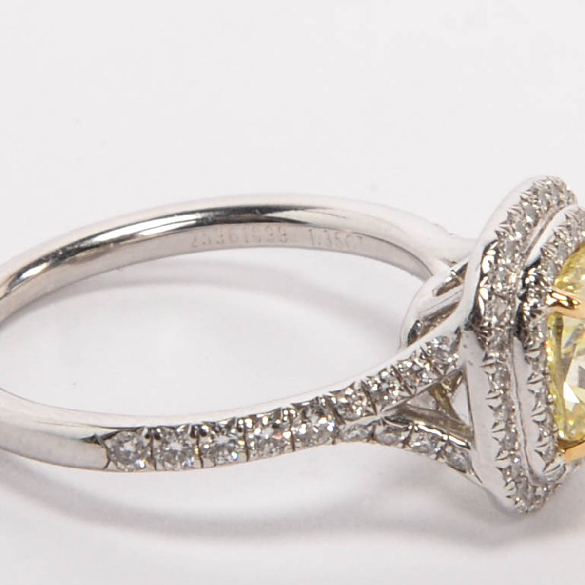 Tiffany & Co Platinum & Yellow Diamond Soleste Cushion-Cut Halo Ring