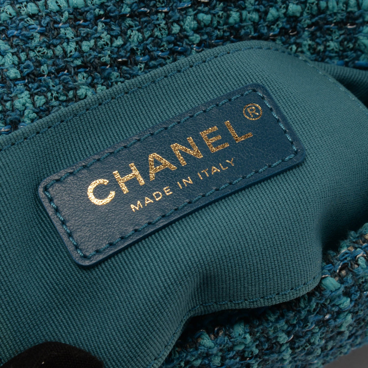 Chanel Teal Tweed CC Tassel Mini Bag