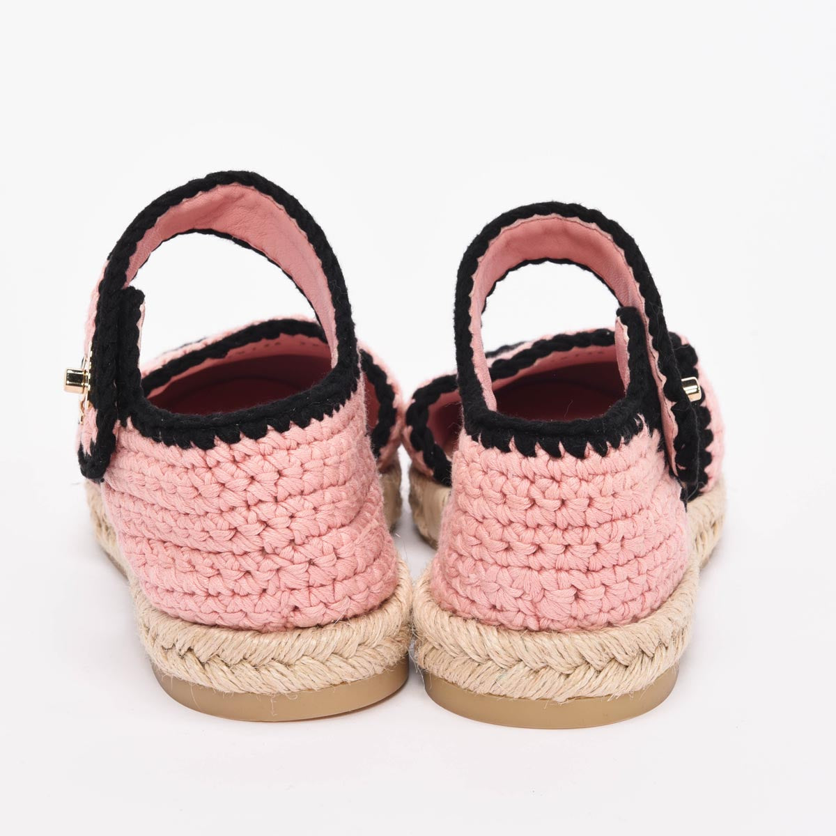 Chanel Pink & Black Crochet Knit CC Espadrilles 38.5