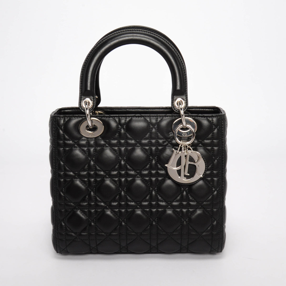 Dior Black Lambskin Cannage Medium Lady Dior Bag