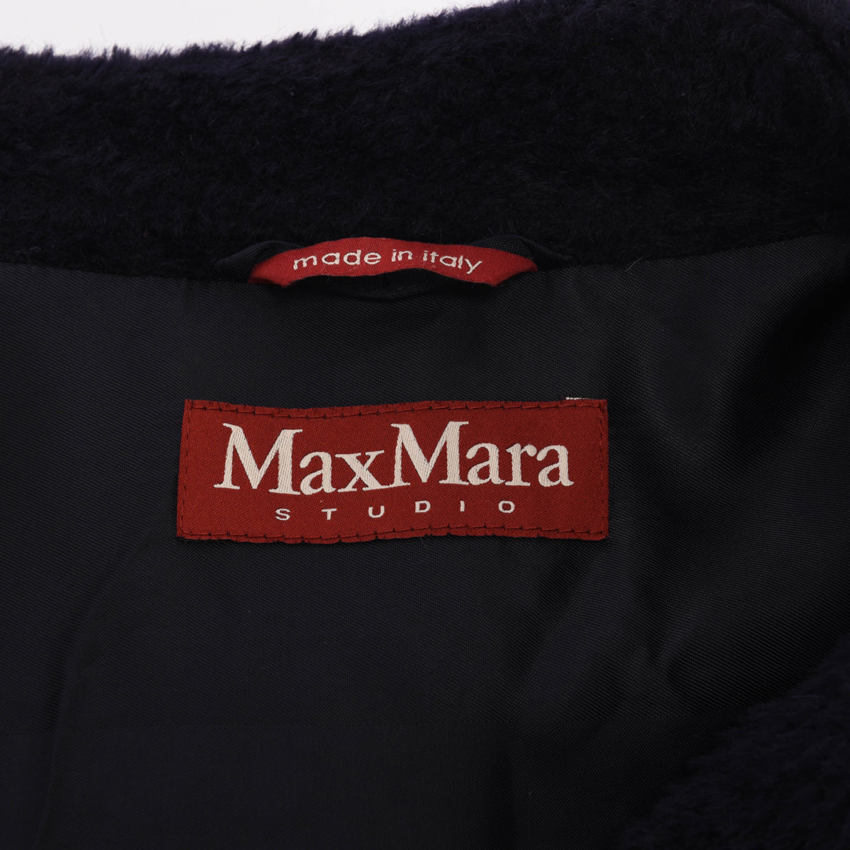 Max Mara Navy Alpaca Blend Wide Collar Coat IT 36