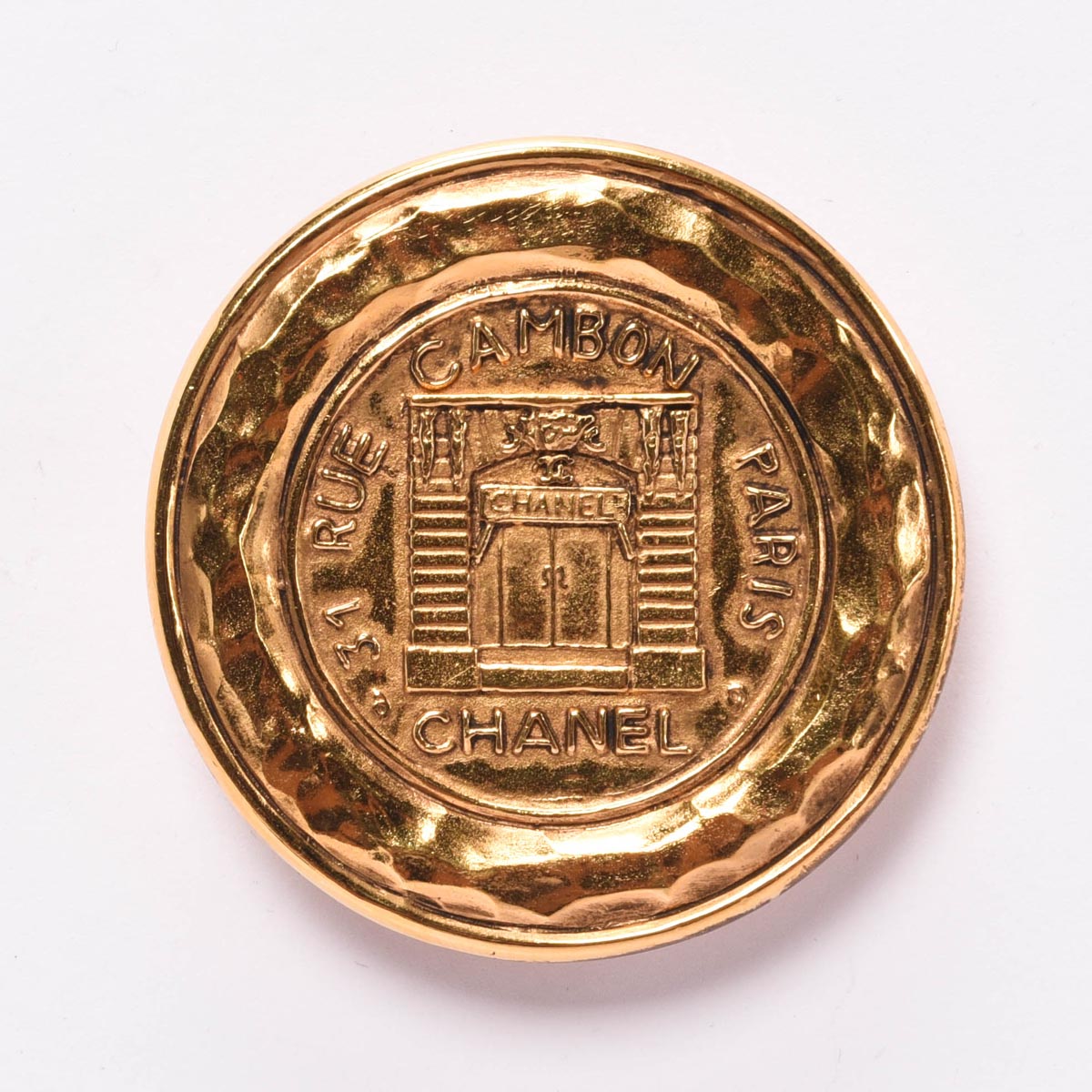 Chanel Gold Plated 31 Rue Cambon Medallion Brooch