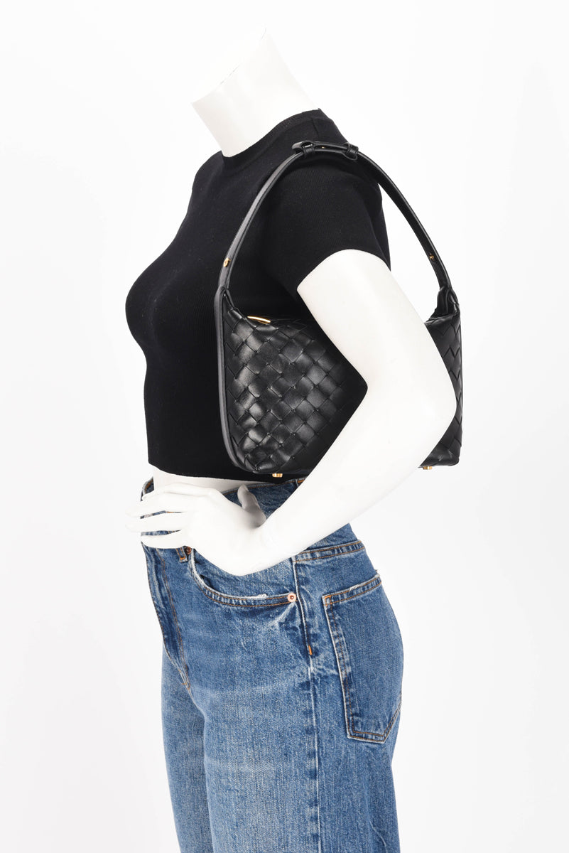 Bottega Veneta Black Nappa Intrecciato Mini Wallace Bag