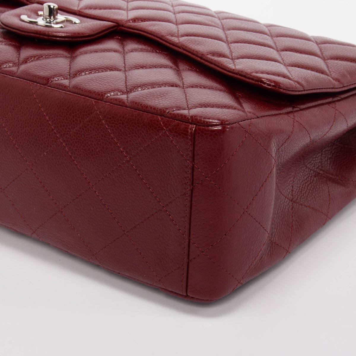 Chanel Dark Red Caviar Maxi Single Flap Bag