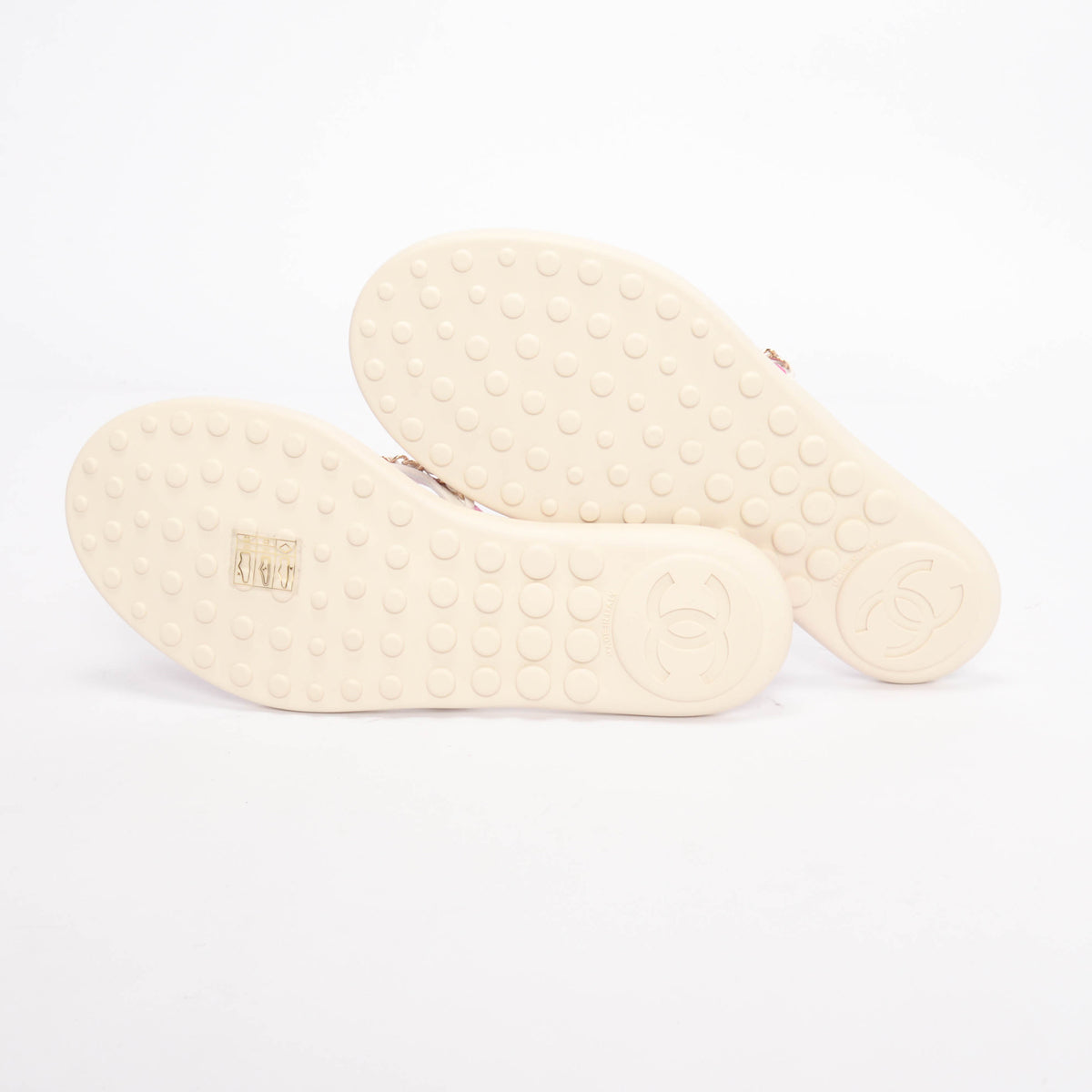 Chanel Magenta Beach Canvas CC Chain Thong Sandals 38