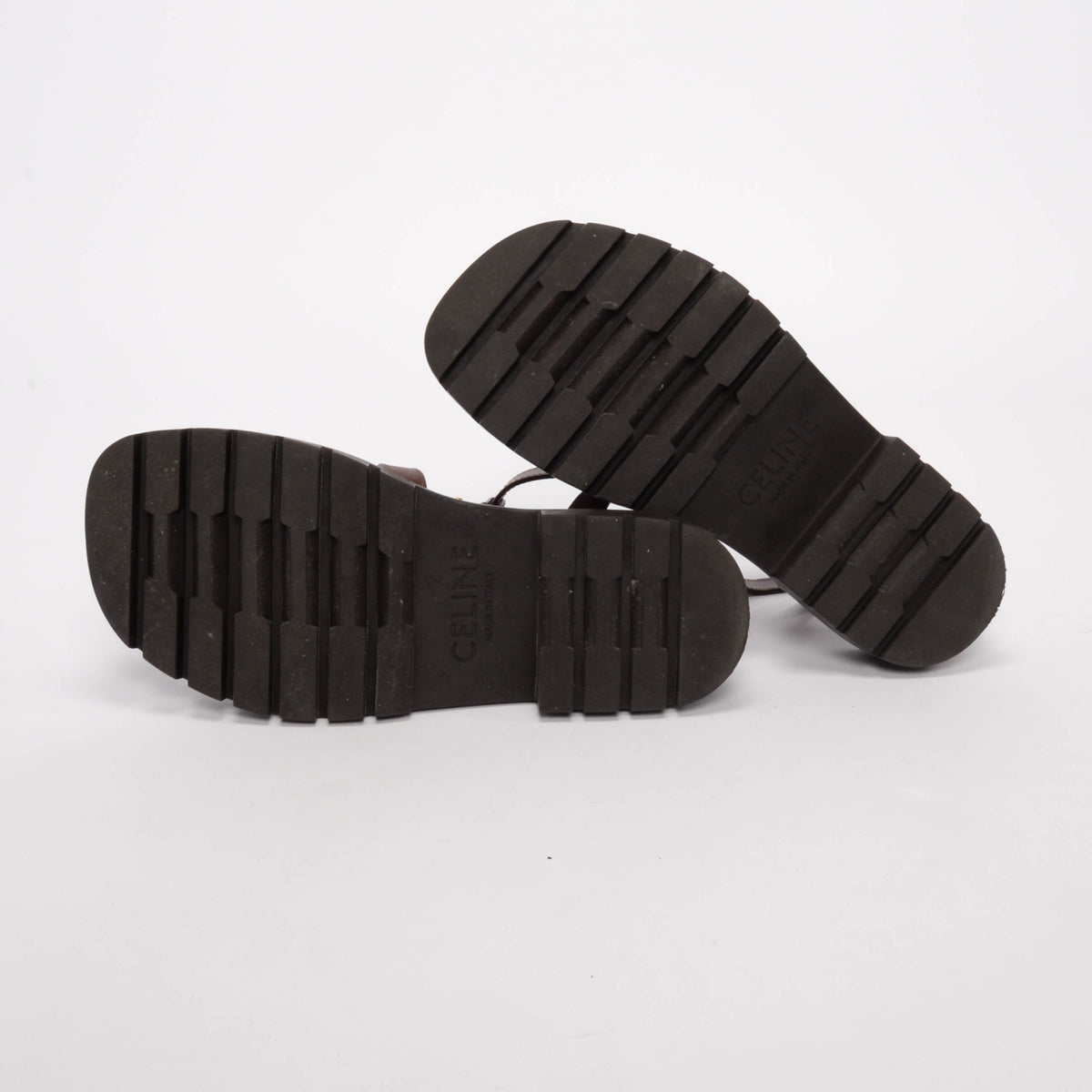 Celine Dark Brown Calfskin Clea Triomphe Sandals 40