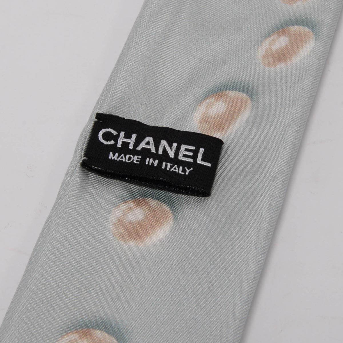 Chanel Light Blue Silk Pearl CC Slim Bandeau