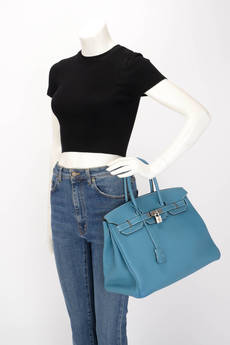 Hermes Blue Jean Togo Birkin 35 PHW