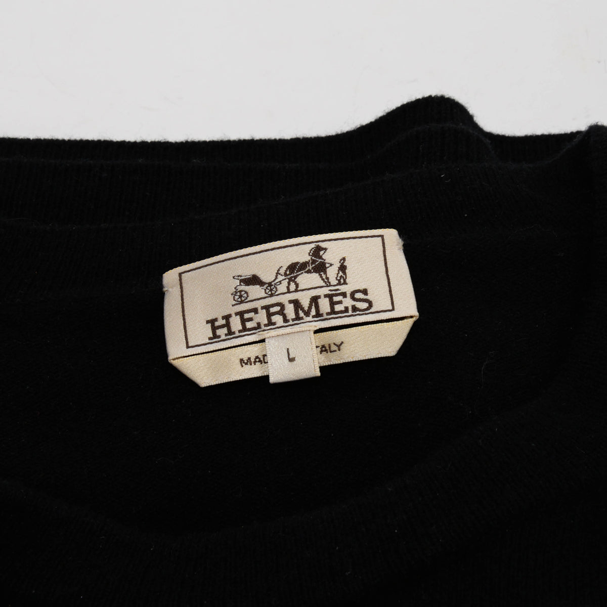 Hermes Black & Grey Wool Braid Detail Sweater L