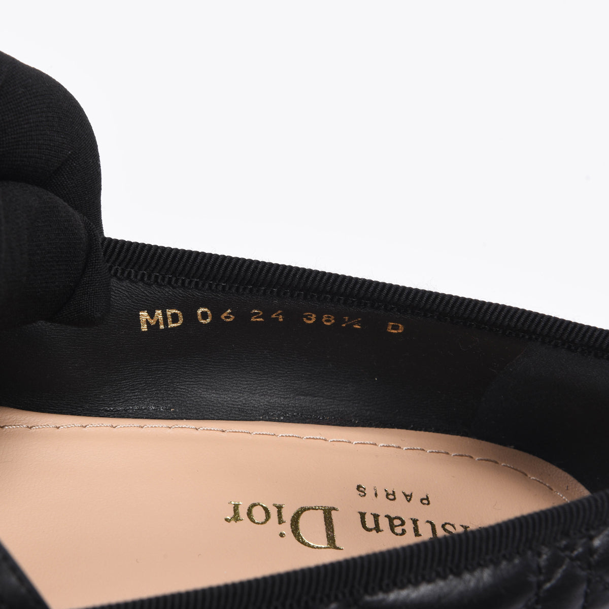 Dior Black Cannage Calfskin Ballet Pumps 38.5