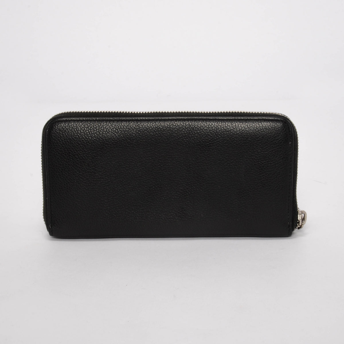 Saint Laurent Black Grained Leather Zip Around Wallet