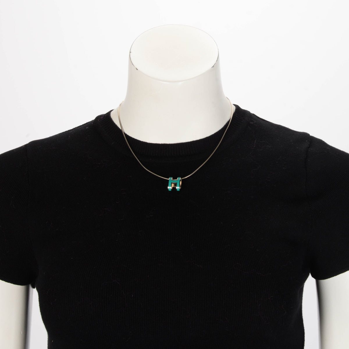Hermes Vert Jade Palladium Plated Pop H Necklace