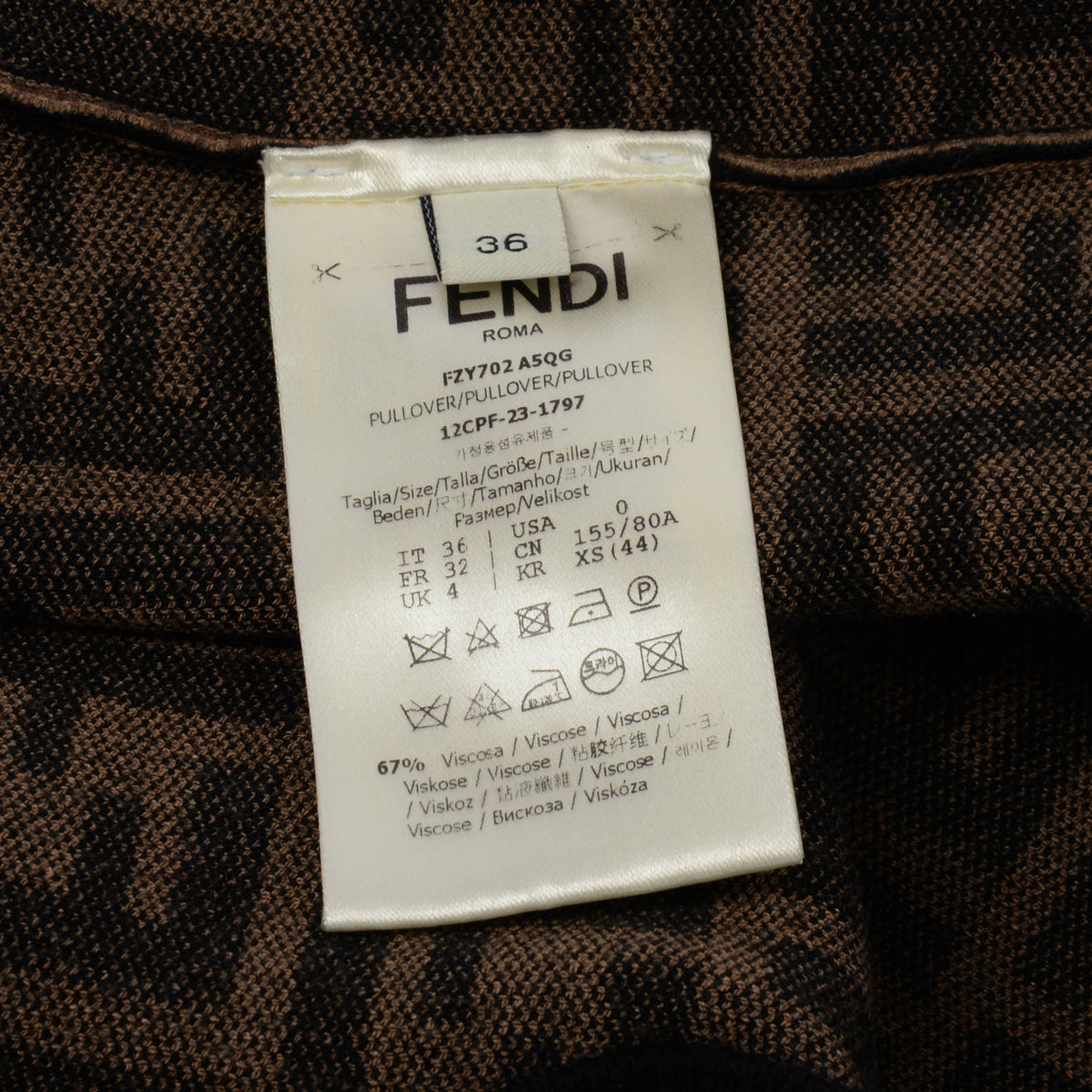 Fendi Tobacco & Black Knit FF Motif Top IT 36